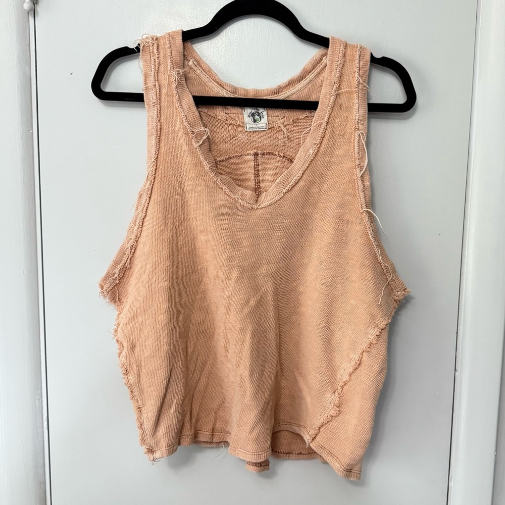 We The Free Peach Raw-Edge Tank Top